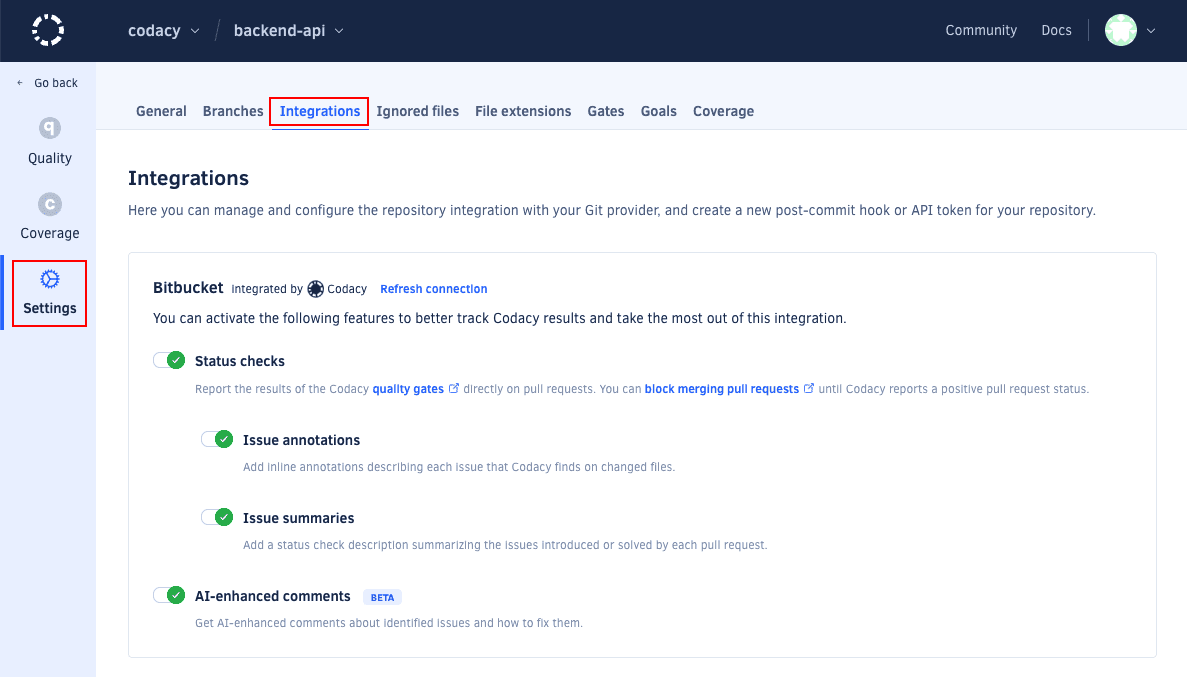 Bitbucket integration