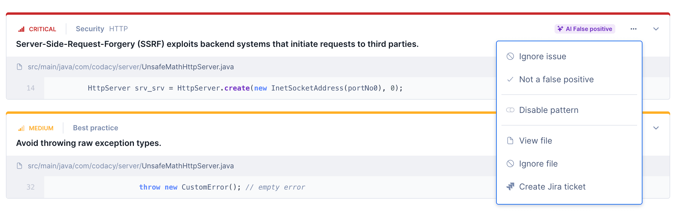 Managing system-detected false positives